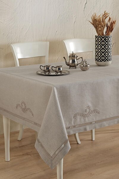 ÖDEL HOME Linen Elegant Embroidered Table Cloth