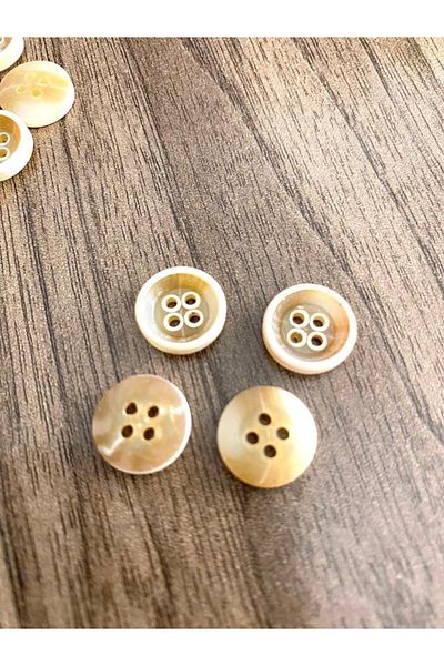 canan dizayn 15 mm Beige 4-Hole Polyester Button(20 Pcs)