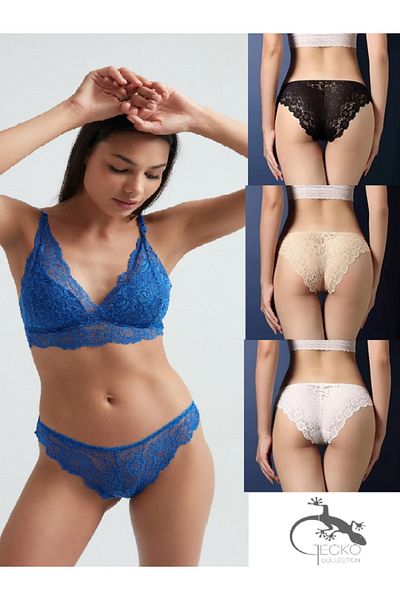 GECKO COLLECTION Γυναικείο εσώρουχο Gecko Brazilian Lace 4 τεμαχίων
