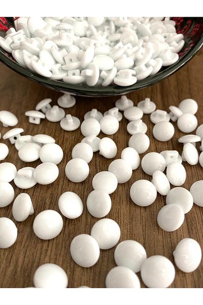 canan dizayn White Special Production Polyester Button with 12 mm Feet(25 Pcs)