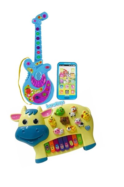 berattoys 3 Ürün Birarada Türkçe Müzikli Gitar&dokunmatik Telefon&hayvan Sesl...