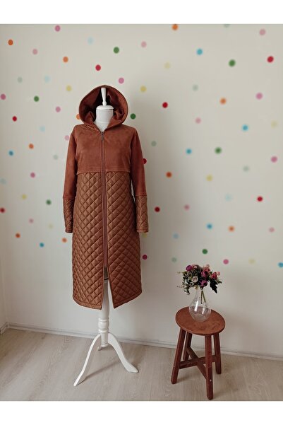 parlak style Kapüşonlu Şişme Kaban