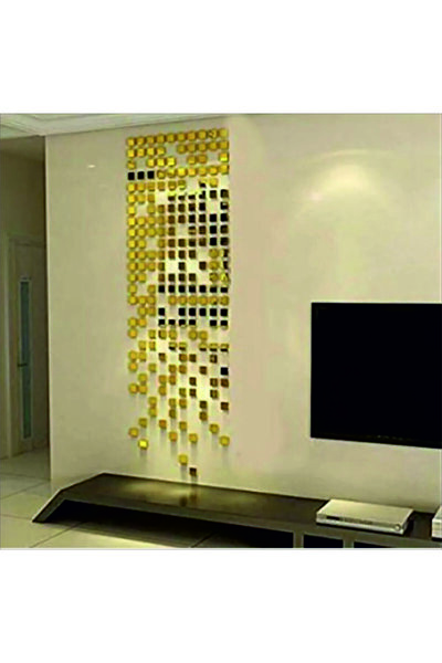 KAĞAN SÜS Dekor Süs Mozaık Ayna 200x Adet Pleksi Dekoratif Gold Antre Banyo