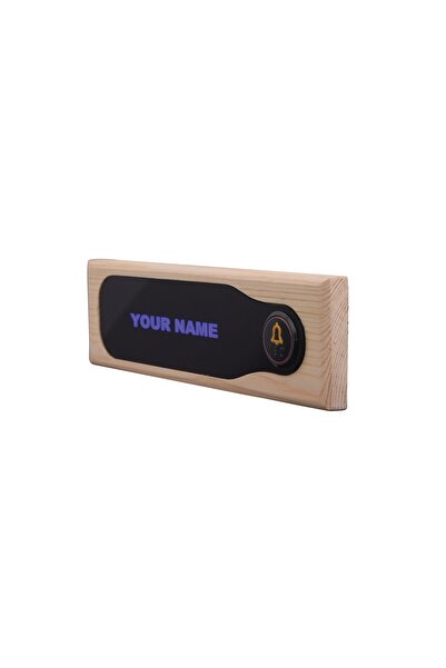 BACKHOME Led Işıklı Isimli Dekoratif Beyaz Ahşap Kapı Zili Butonu