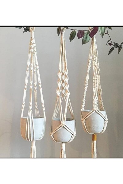 Hilyus Makrome Saksılık - Çiçeklik El Işi 3'lü