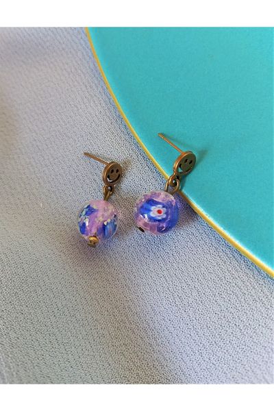 dela otantik Flower Themed Glass Stone Transparent Authentic Ethnic Bohemian Women's EarringsHandmade Bijouterie JewelryGift