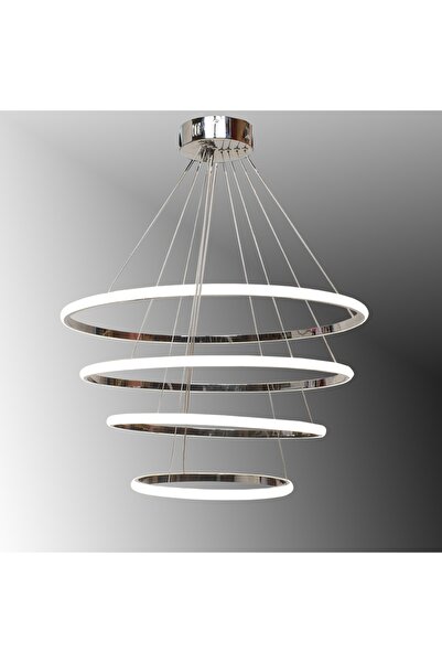 TT AYDINLATMA Tt300-4 Kr Halka 4 Lü Krom Kaplama ( 3 Renk Modüllü ) Led Avize