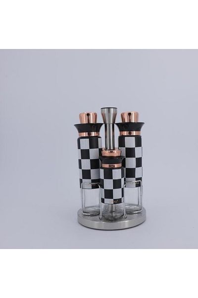 AROW 5 Piece Checkerboard Pattern Luxury Spice Bowl/Spice Set/Oil Vinegar