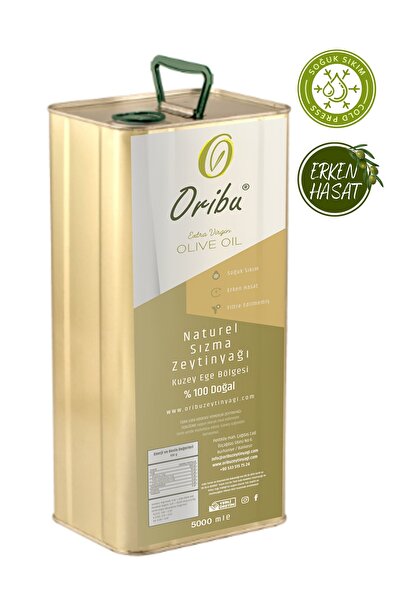 Oribu 2025/2026 Erken Hasat Soğuk Sıkım Naturel Sızma Zeytinyağı Teneke - 5 Lt