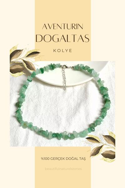 beautifulnaturelstones قلادة من حجر الأفينتورين الطبيعي (يساعد على القضاء على عدم التوافق.)