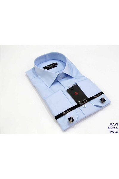 Dicotto Ανδρικό πουκάμισο Blue 8 Drop Micro Fabric Slim Fit με μανικετόκουμπα - 197-4