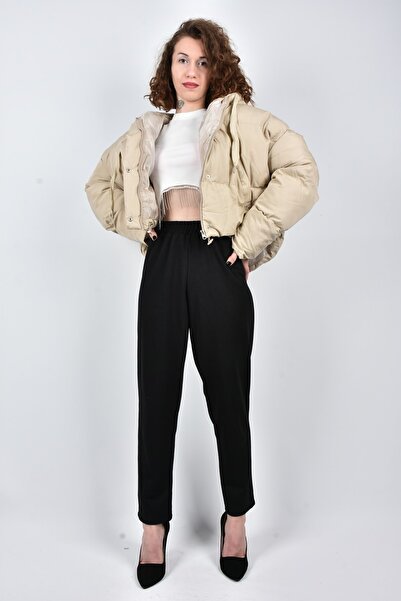 moda caddesi Oversize Etek Ucu Lastikli Kısa Şişme Mont