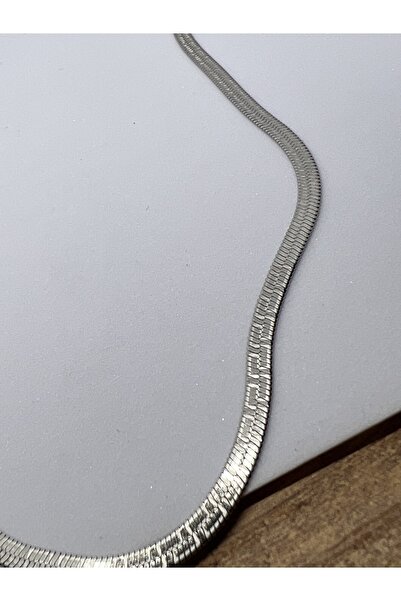 royal store Italyan Zincir Kolye Desenli Gümüş Renk