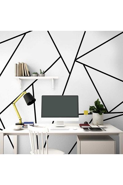 Piksel Grafik Autocolant de perete cu bandă decorativă cu dungi negre mat