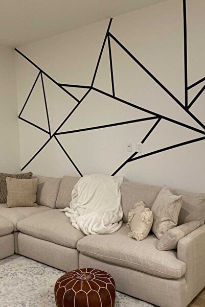 Piksel Grafik Matte Black Stripe Decor Tape Wall Sticker
