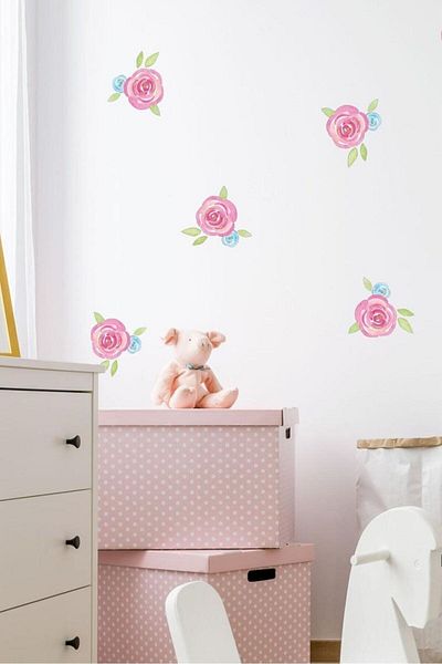 Piksel Grafik Autocolant decorativ de perete cu trandafir acuarelă