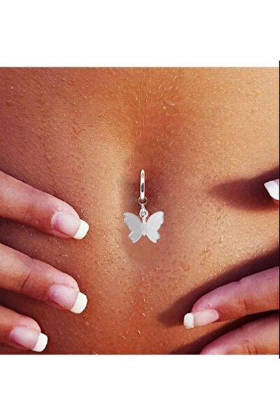 TakıConcept Deliksiz Kelebek Sallantılı Fake Çelik Göbek