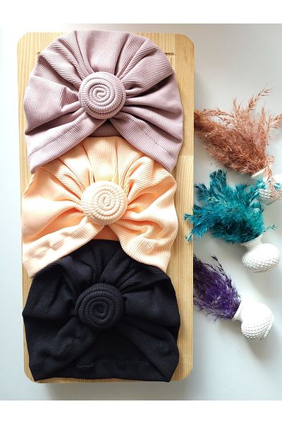 SeherBebeButik Baby Girl & Child Colorful Ruffle Bonnet Set of 3