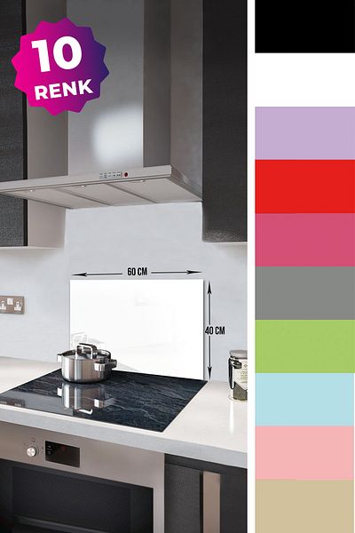 Decorita Protector de spate pentru aragaz din sticla |   Culoare uni - alb |   40 cm X 60 cm