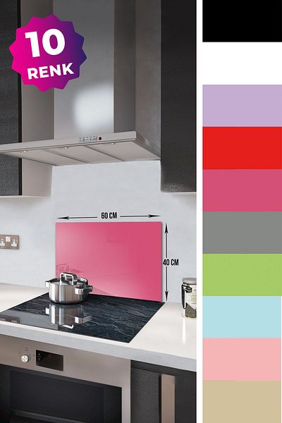 Decorita Protector de spate pentru aragaz din sticla |   Culoare uni - roz neon |   40 cm X 60 cm