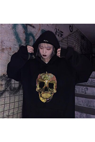 Touz Νίις Μπουτίκ Βέτζι Σκαλ Μαύρο Ουνισέξ με κουκούλα oversized Φούτερ με κο...