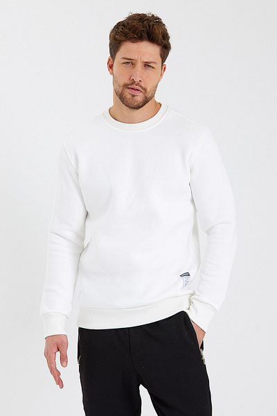 CLIPMAN Hanorace pentru bărbați, slim fit, cu gât turnut, pachet de 2, neimprimate, cu 3 fire, albastru alb