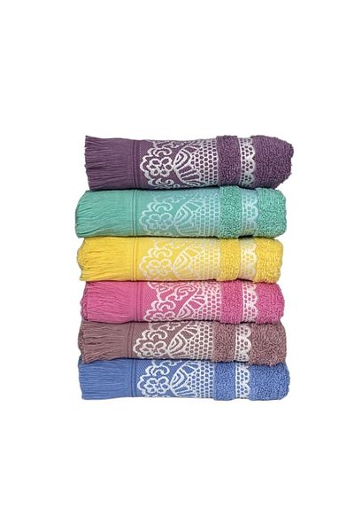 Softplus 100% Cotton 6 Colors Fringed Jacquard Kitchen Towel Set