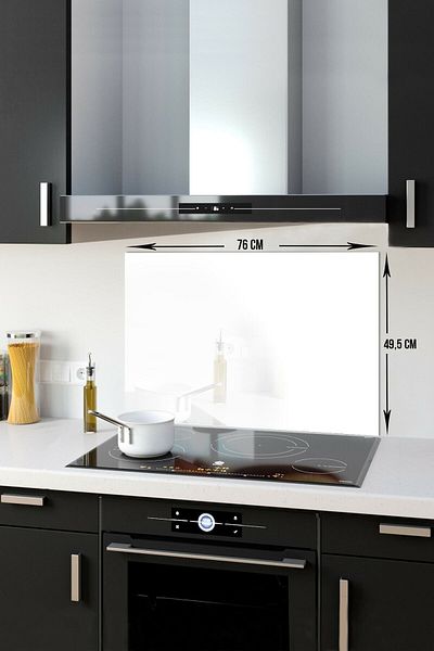 Decorita Protector de spate pentru aragaz din sticla |   Culoare uni - alb |   49,5 cm X 76 cm