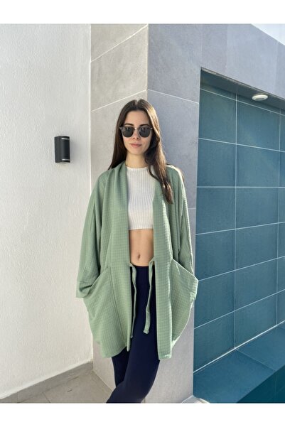 ki-nua studio Yumuşak Dokulu Önden Bağlamalı Unisex Kapitone Oversize Kimono ...