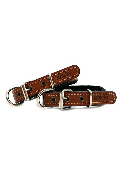 Tasma Market Brown Soft Textured Small Breed Leather Dog Collar