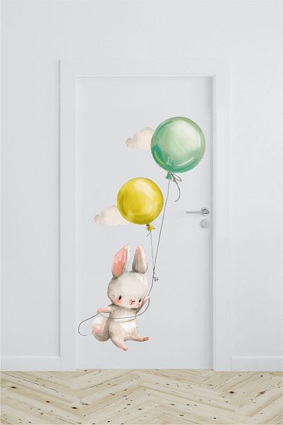Piksel Grafik Autocolant pentru ușă cu balon iepure