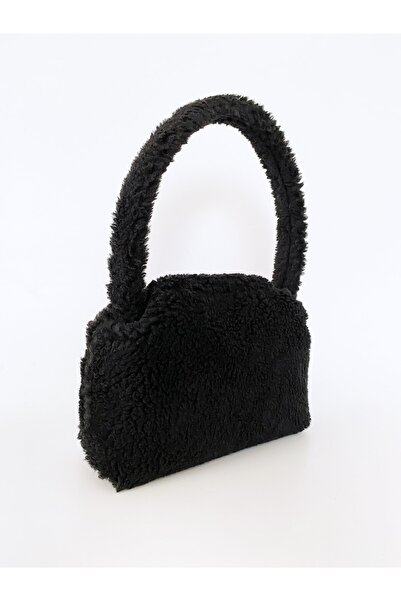 HEYBE'S Жіноча чорна плюшева сумка Teddy для руки та плеча