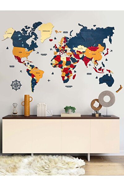 Crowart Anatolia Ahşap Dünya Haritası