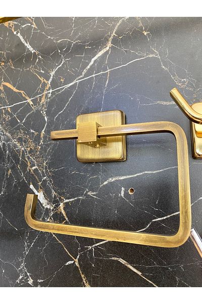 İSAOĞLU YAPI Antique Gold Toilet Paper Holder Matte Gold Paper Holder Antique Antique Accessory Toilet Roll Holder