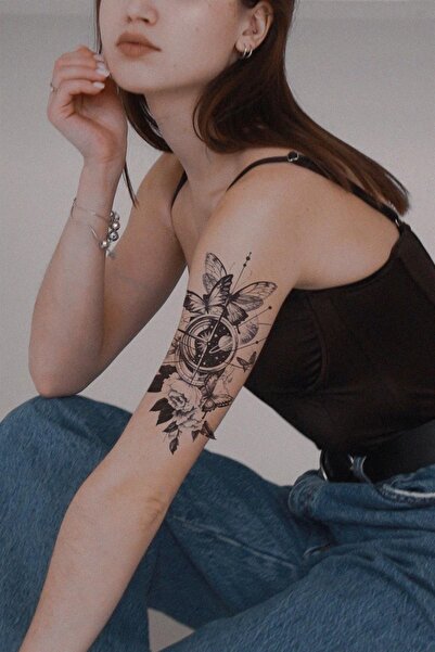 TAKIŞTIR Gezegen Kelebek Ve Çiçek Geçici Dövme Tattoo