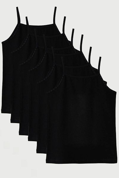 ali altun iç giyim Girl's Black String Tank Top - 6 Pieces
