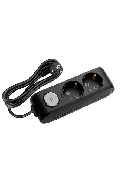 Tamer Elektrik Multi-let Black Switched Double Socket with 5 Mt Cable