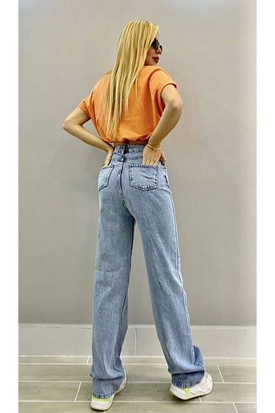 Trn JNS Luna Ice Snow Lycra largi anii 90 cu talie super înaltă blugi largi Pantaloni Palazzo