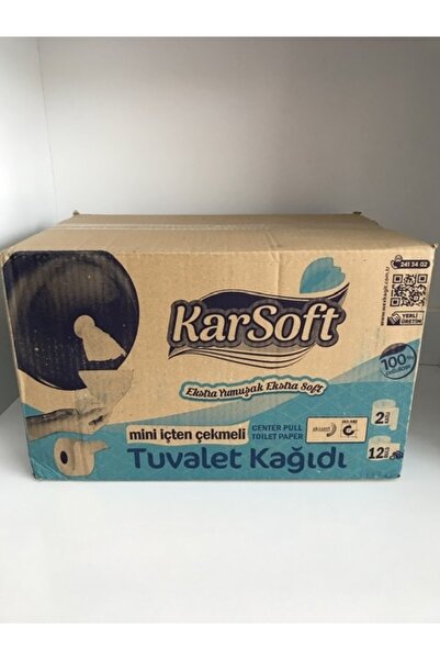 KARSOFT Mini Cimri Içten Çekmeli Tuvalet Kağıdı 12 Rulo -3,5 Kg