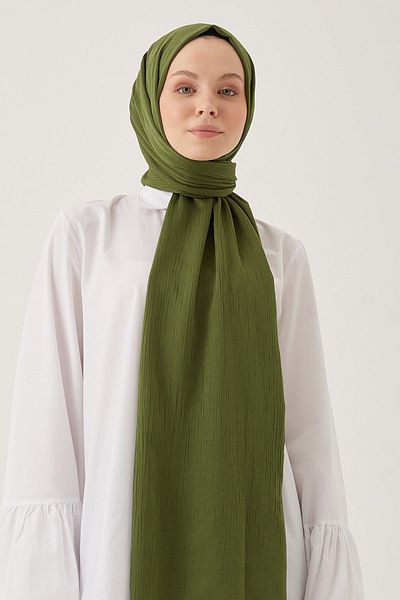 FRESCO SCARFS Γυναικείο Hijab Silky Crinkle Shawl*khaki