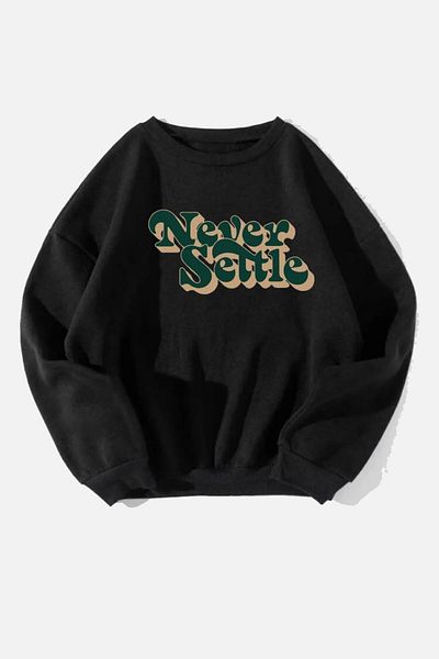 Rokeby Hanorac oversize cu imprimeu Never Settle unisex