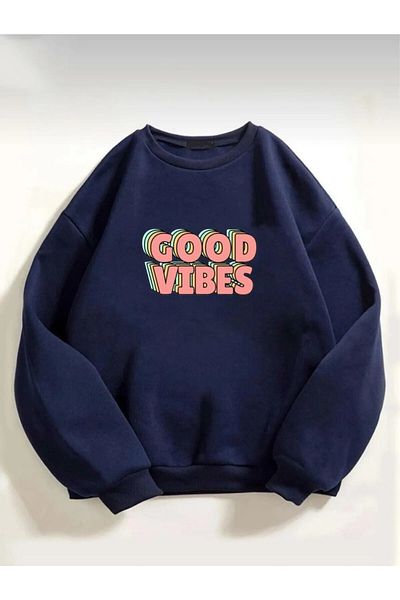 Rokeby Hanorac oversize cu imprimeu Goodvibes pentru femei