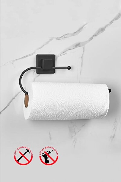 Besthırdavat Square Adhesive Paper Towel Holder Black