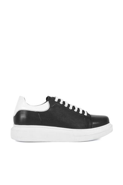 rekorsport Rekor Sport Sneaker Γνήσιο Δερμάτινο Αθλητικά Παπούτσια Μαύρο Λευκό