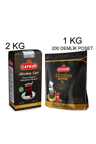 Çaykur Altınbaş Set - 2 Kg Bulk Tea and 1 Kg Teapot Tea Bag (200 Pieces)