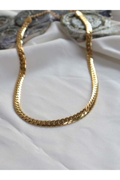 Rivers Flower Steel Necklace Braid Chain Gold, Crushed Braid Chain, 45cm Exte...