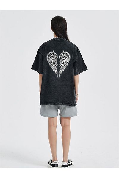 Touz Μπλουζάκι Vintage Unisex με στάμπα με στάμπα με φτερά