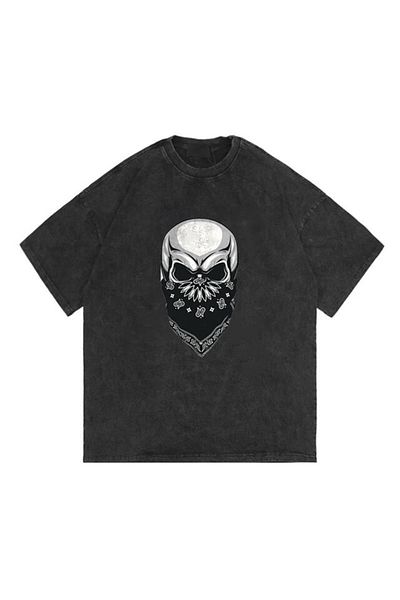 Touz Unisex Washable Gang Skull Vintage T-shirt
