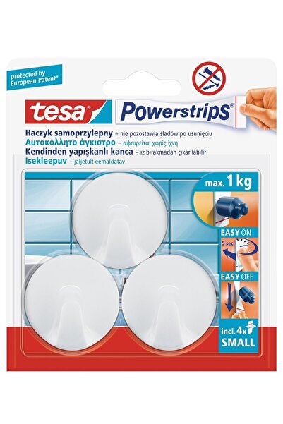 Tesa 57577 Sökülebilir Yapışkanlı Yuvarlak Beyaz Askı 3'lü