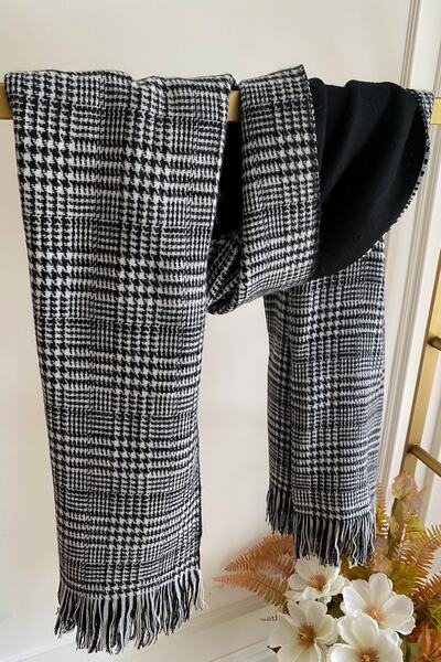 hargenç Plaid Patterned Wool Textured Double Sided Scarf Shawl Scottish